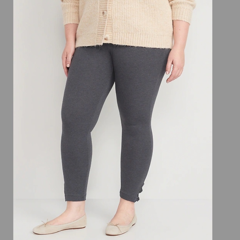 NWT OLD NAVY High-Waisted Double-Knot Ankle Grey Leggings For Women in Size XXL